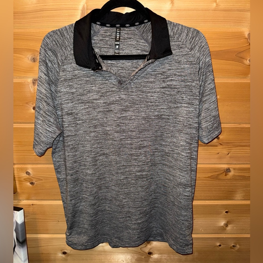 Leg3Nd Heathered Gray Polo with Black Contrast Collar